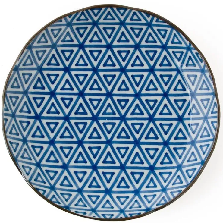 MIYA Company Monyou Blue & White Pattern Sankaku 10" Plate.