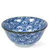 MIYA Company Monyou Hana Seigaiha blue and white pattern Arch 6" bowl