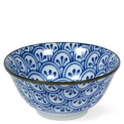 MIYA Company Monyou Hana Seigaiha blue and white pattern Arch 6" bowl