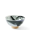 MIYA Company Rice Bowl Blue Whale Waves 5"