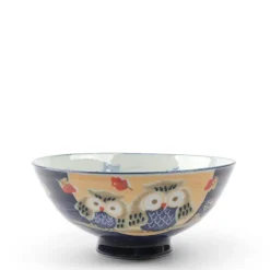 MIYA Company Rice Bowl Owl Pair on a Branch