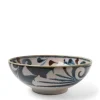 MIYA Company Rustic Blue Vines 8.5" Shallow Bowl