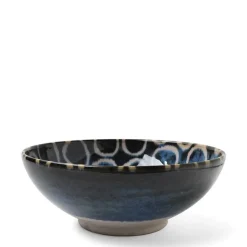MIYA Company Rustic White Circles 8.5" Shallow Bowl