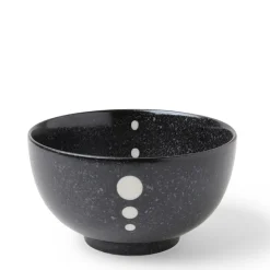 MIYA Company Satin Black White Dots 5-1/8" Bowl