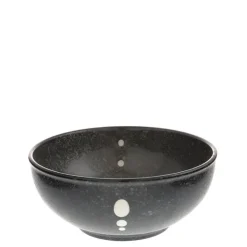 MIYA Company Satin Black White Dots 6-1/4" Bowl