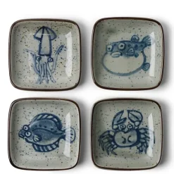 MIYA Company Sauce Dish 3.5" Sea Life Set/4