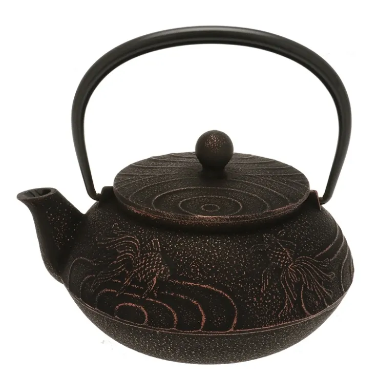 MIYA Company Teapot Cast Iron Copper Black Goldfish