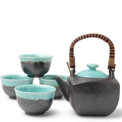 MIYA Company Tea Set Turquoise Sky Square