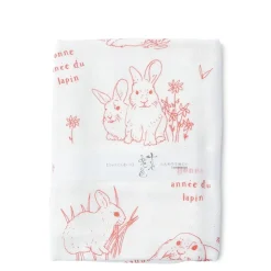 MIYA Company Towel Red Rabbits