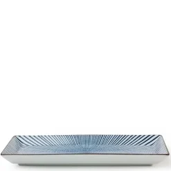 MIYA Company Visit Miya for our Blue Sendan Tokusa Collection. Blue lines radiate from the center of the piece that grow to reach the rims. Shop now!