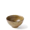 MIYA Company Wood grain design ceramic rice bowl.  Made in Japan.