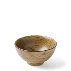 MIYA Company Wood grain design ceramic rice bowl.  Made in Japan.