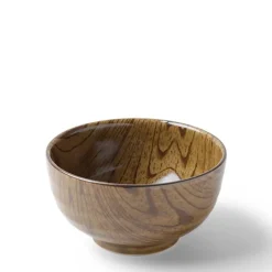 MIYA Company Wood grain design ceramic rice bowl.  Made in Japan.