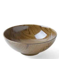 MIYA Company Wood grain design ceramic rice bowl.  Made in Japan.